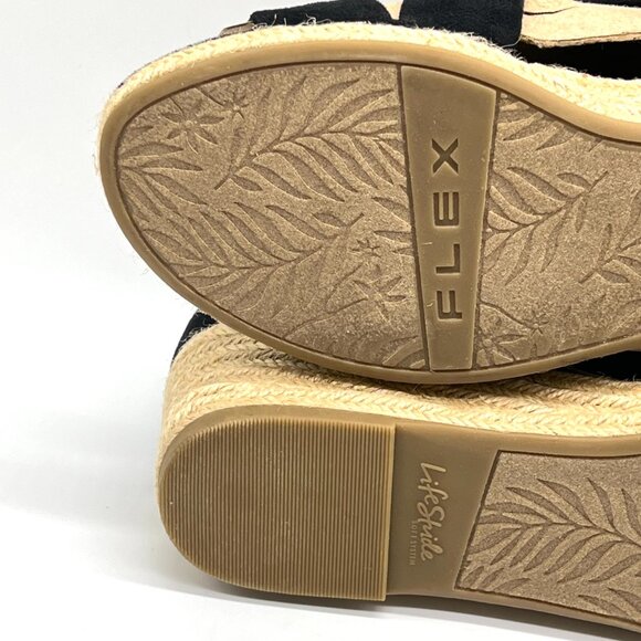 Lifestride Womens Size 9 Siesta Black Espadrilles Wedges Sandals Shoes‎ - Picture 10 of 14